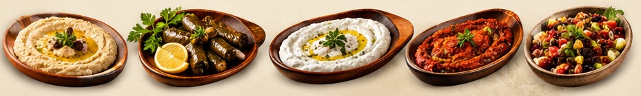 Farklı mezelerden oluşan renkli meze tabağı